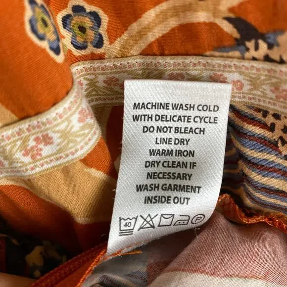 Spartina 449 Marcelle Blouse Floral Tree of Life Tomato Orange Size Medium Top - Picture 14 of 15